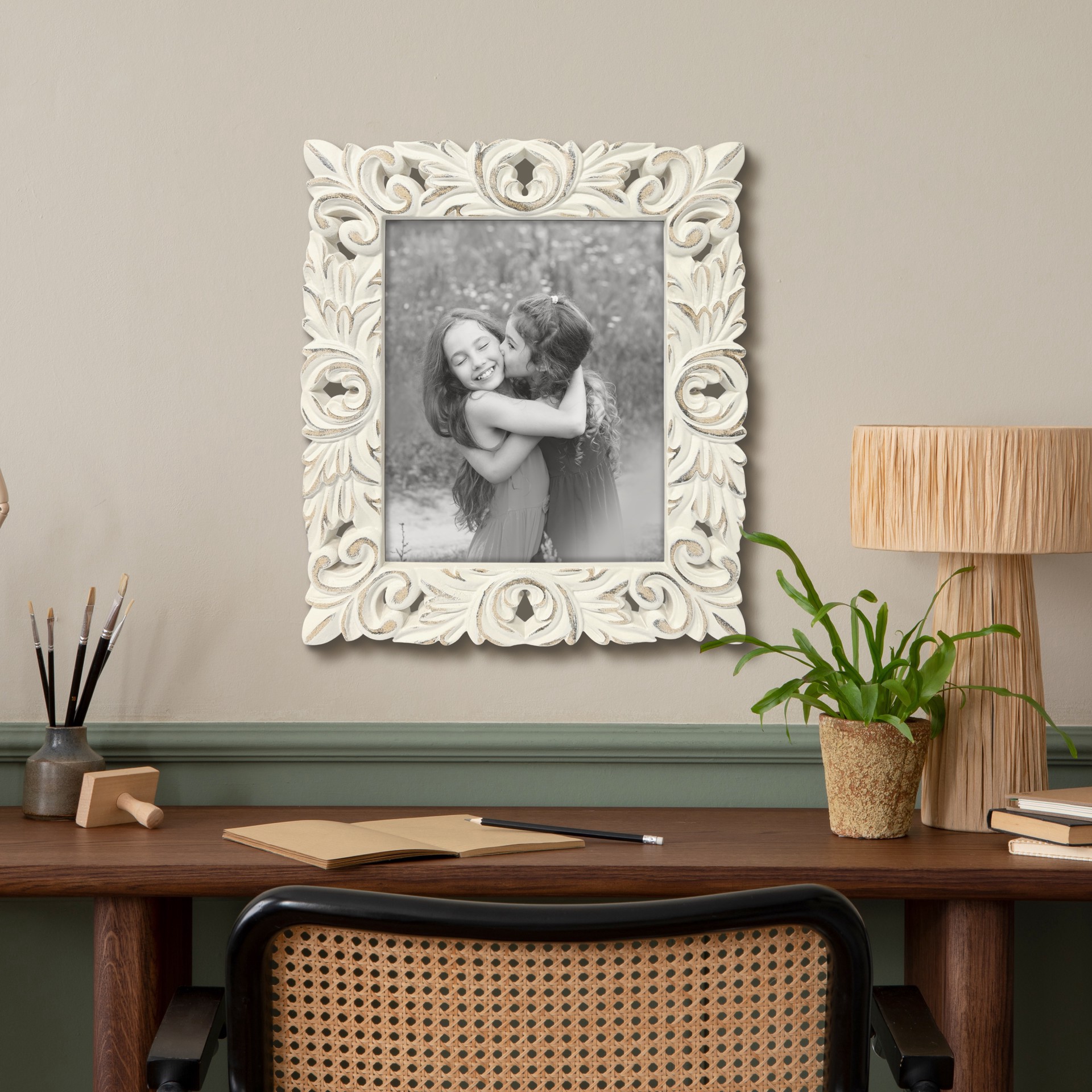 slide 2 of 6, Expressions Whitewash Fleur-De-Lis Frame By Studio Decor, 8 in x 10 in