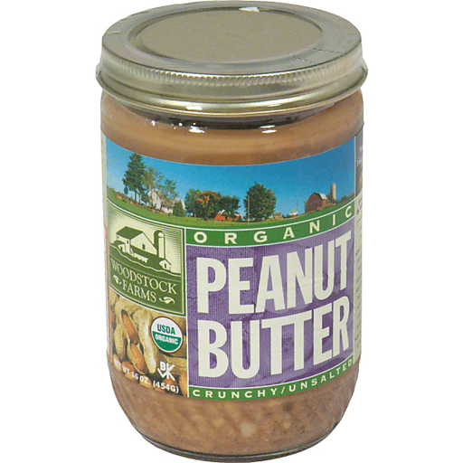 slide 1 of 1, Woodstock Organic Crunchy Unsalted Peanut Butter, 16 oz