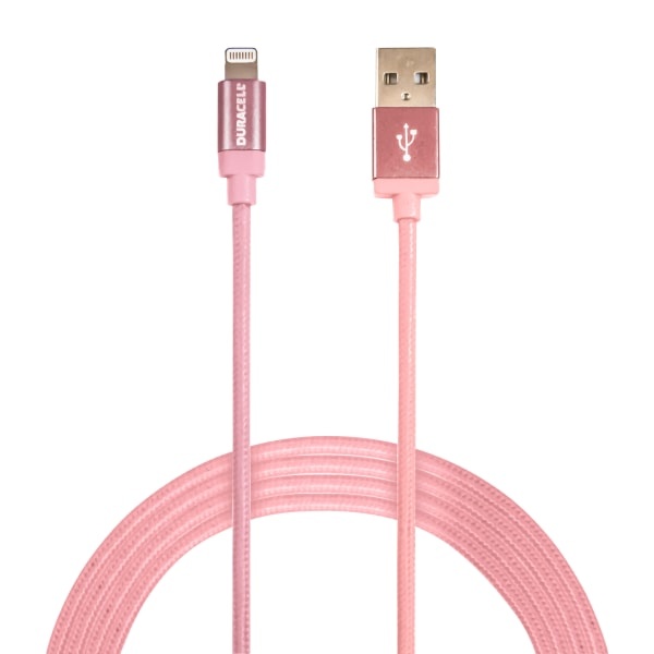 slide 1 of 1, Duracell Sync & Charge Cable, Lightning, 10', Rose Gold, Le2287, 1 ct