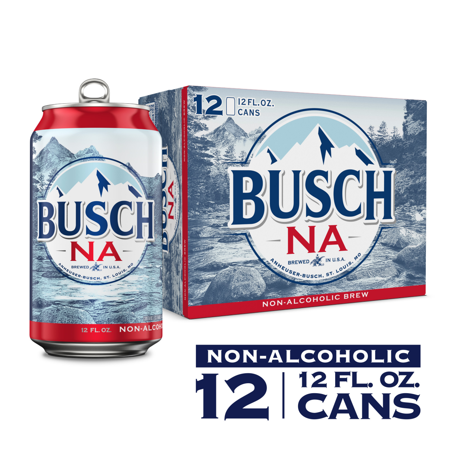 slide 1 of 5, Busch Non Alcoholic Beer, 12 Pack Beer, 12 FL OZ Cans, 12 ct