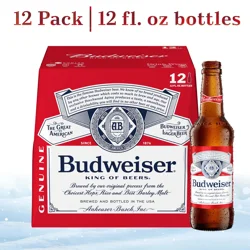 Budweiser Beer, 12 Pack Beer, 12 FL OZ Bottles, 5% ABV