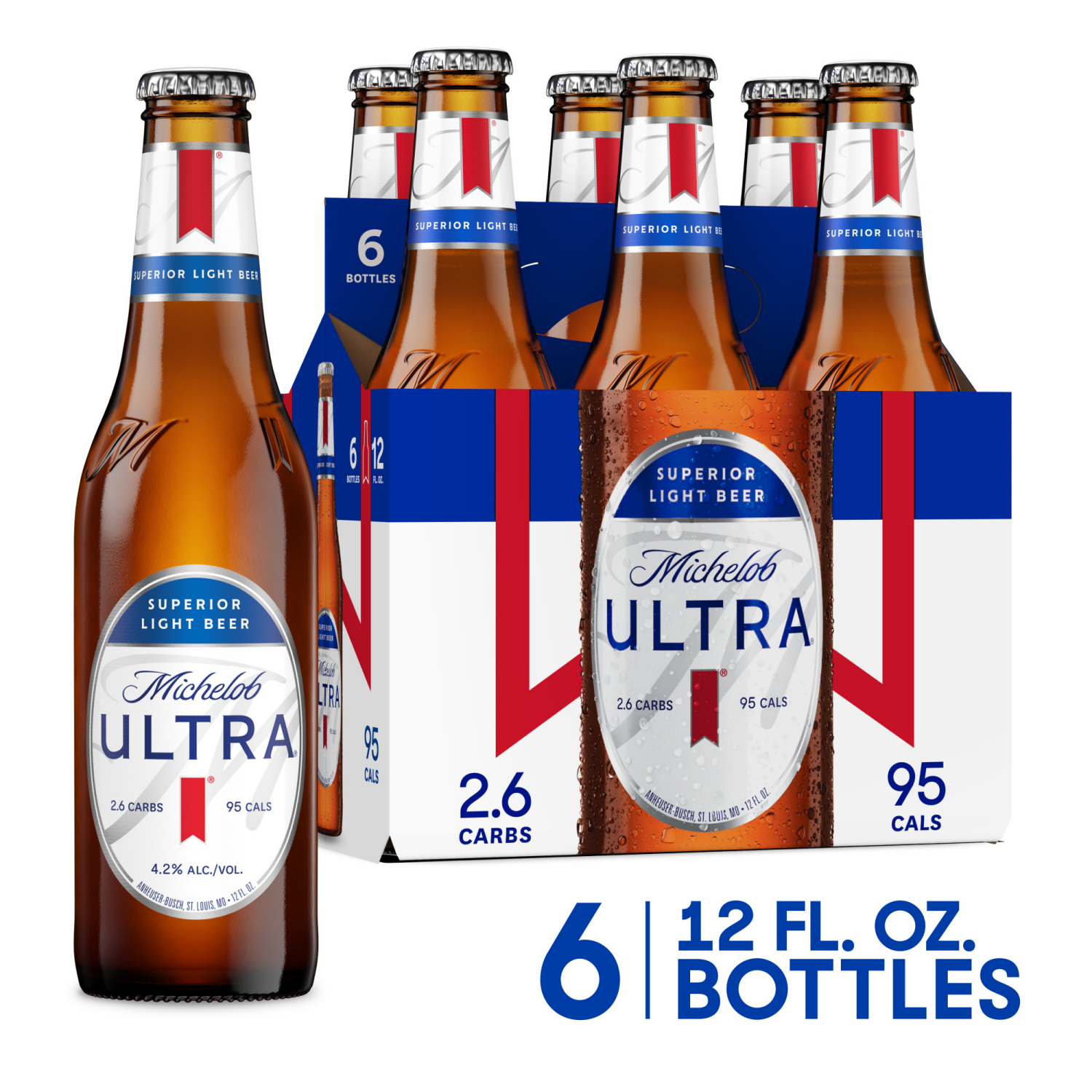 slide 1 of 7, Michelob Light Beer, 6 Pack Beer, 12 FL OZ Bottles, 4.2% ABV, 12 fl oz