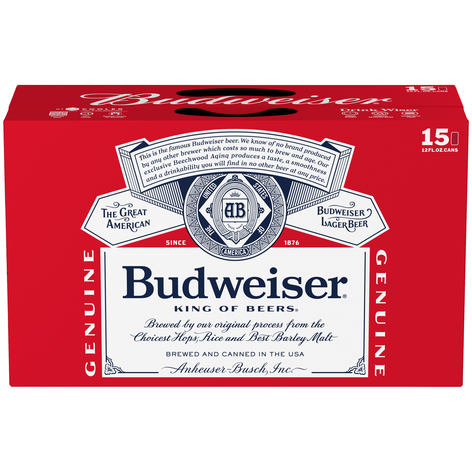 slide 3 of 7, Budweiser Beer, 15 ct; 12 fl oz
