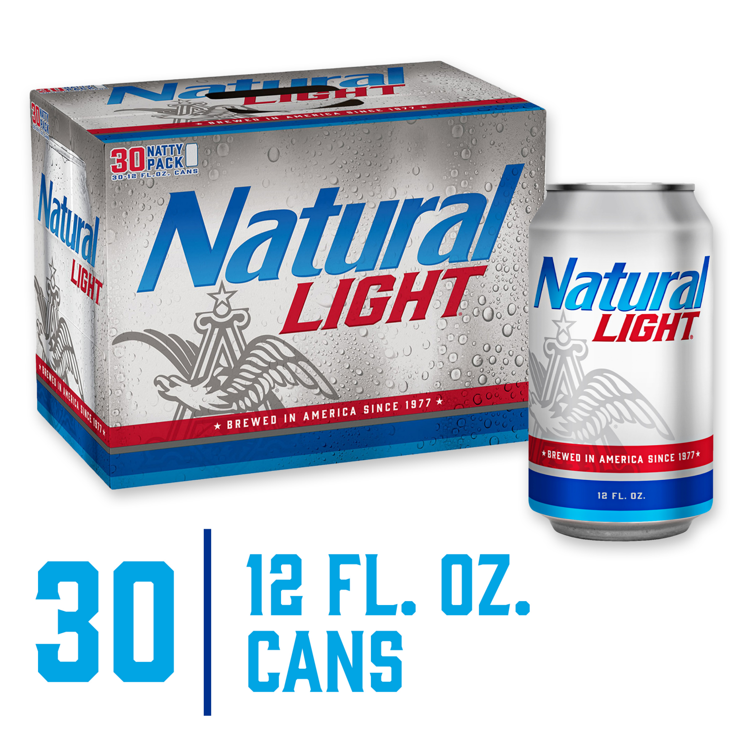 slide 2 of 7, NATURAL LIGHT Beer, 30 Pack 12 fl. oz. Cans, 30 ct; 12 oz
