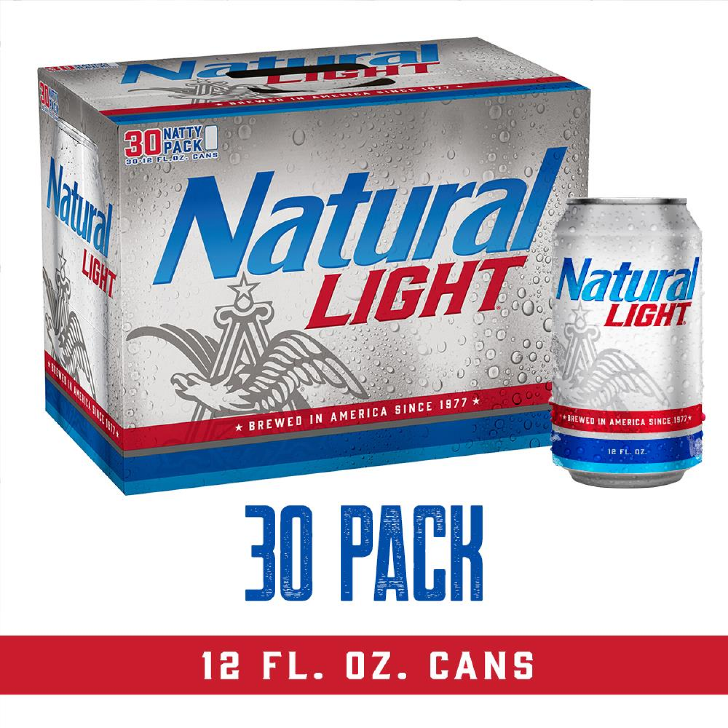 slide 1 of 7, NATURAL LIGHT Beer, 30 Pack 12 fl. oz. Cans, 30 ct; 12 oz