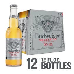 Budweiser Select 55 Premium Light Lager Beer 12 ea