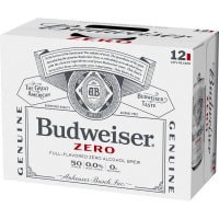 slide 3 of 9, Budweiser Zero Alcohol Free Beer, 12 Pack 12 fl. oz. Cans, 144 fl oz