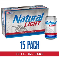 Natural Light Beer, 15 Pack Beer, 12 FL OZ Cans, 4.2% ABV