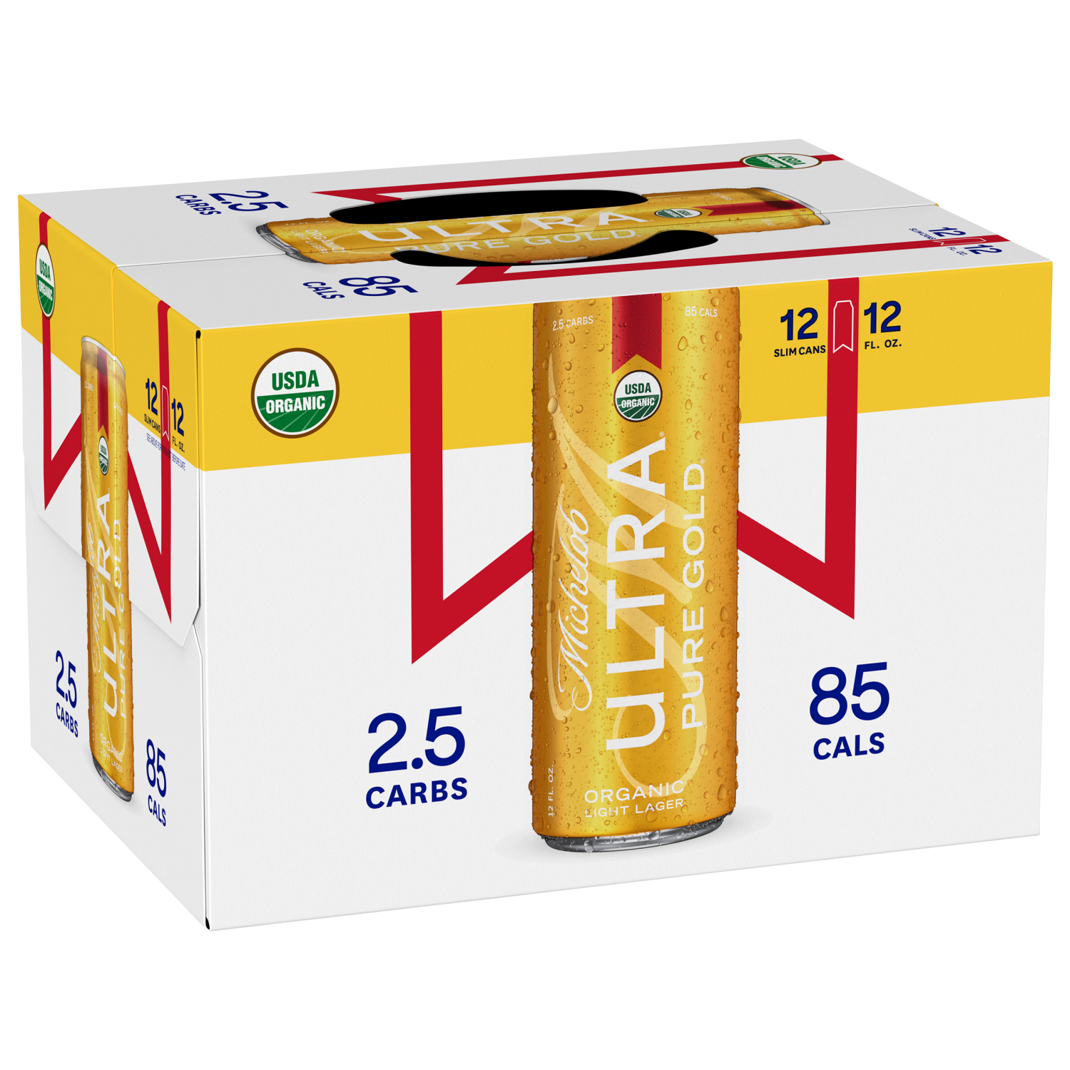 slide 2 of 6, Michelob Ultra Pure Gold Organic Light Lager Beer, 12-12 fl. oz. Cans, 12 ct
