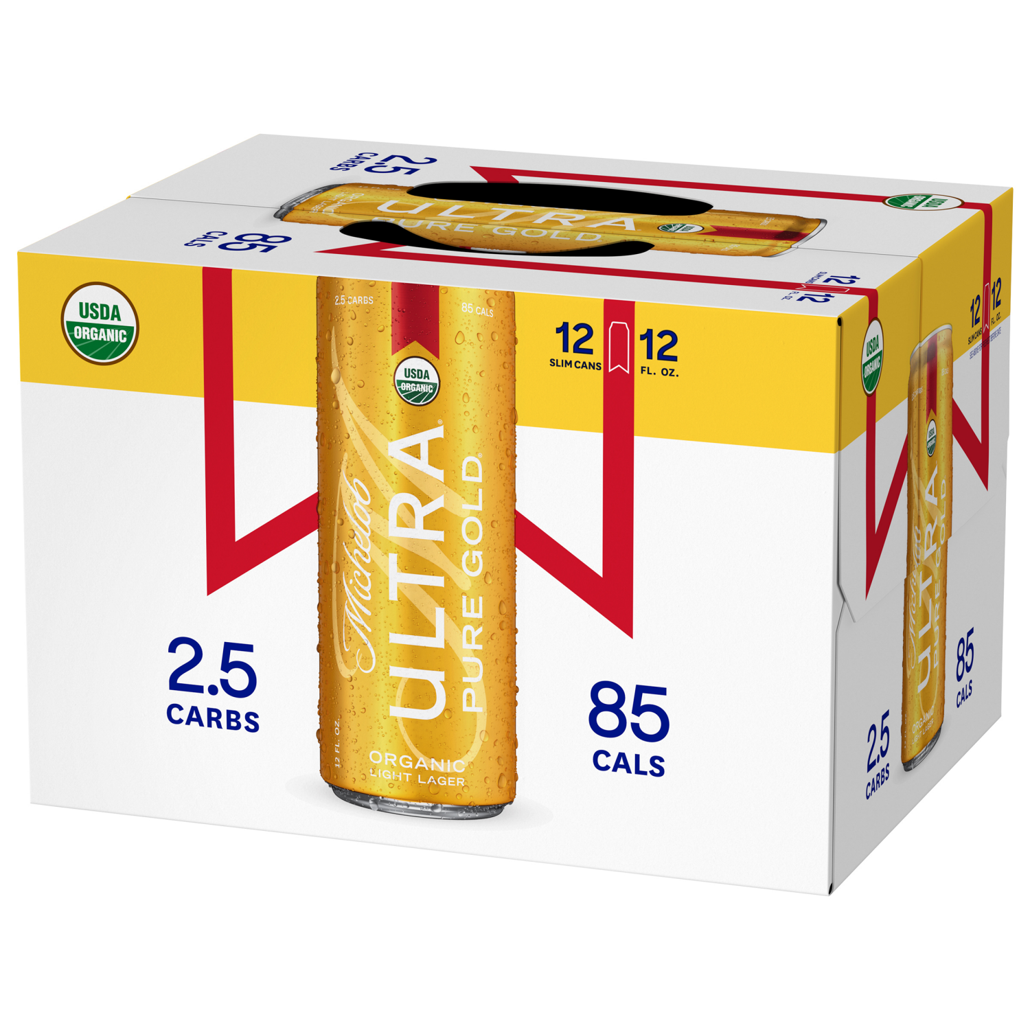 slide 4 of 6, Michelob Ultra Pure Gold Organic Light Lager Beer, 12-12 fl. oz. Cans, 12 ct