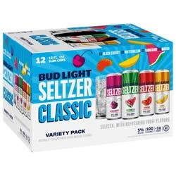 Bud Light Seltzer Variety Pack, Hard Seltzer, Gluten Free, 12 Pack, 12 FL OZ Slim Cans, 5% ABV