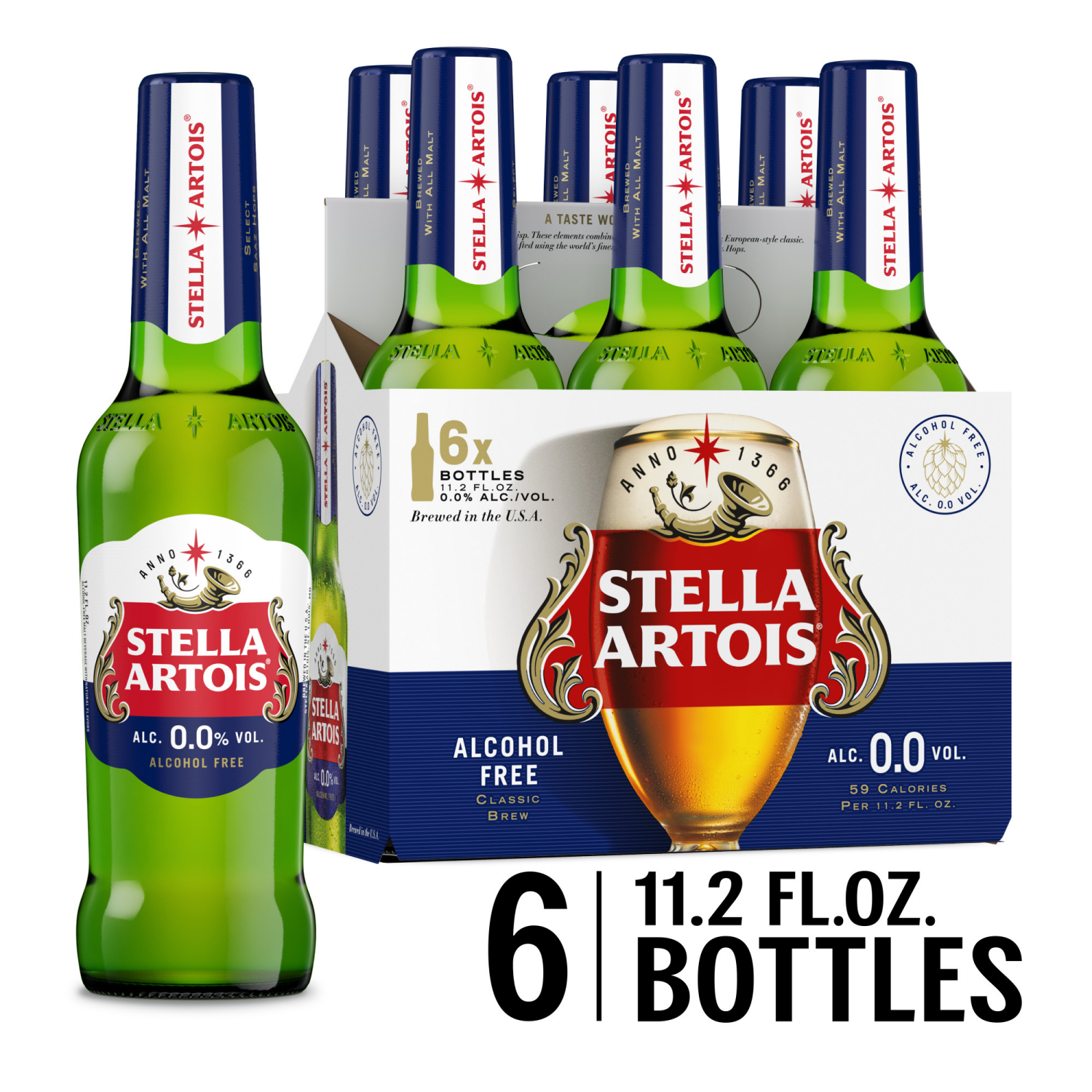 slide 1 of 7, Stella Artois Liberté Non Alcoholic Beer, 6 Pack Bottles, 6 ct