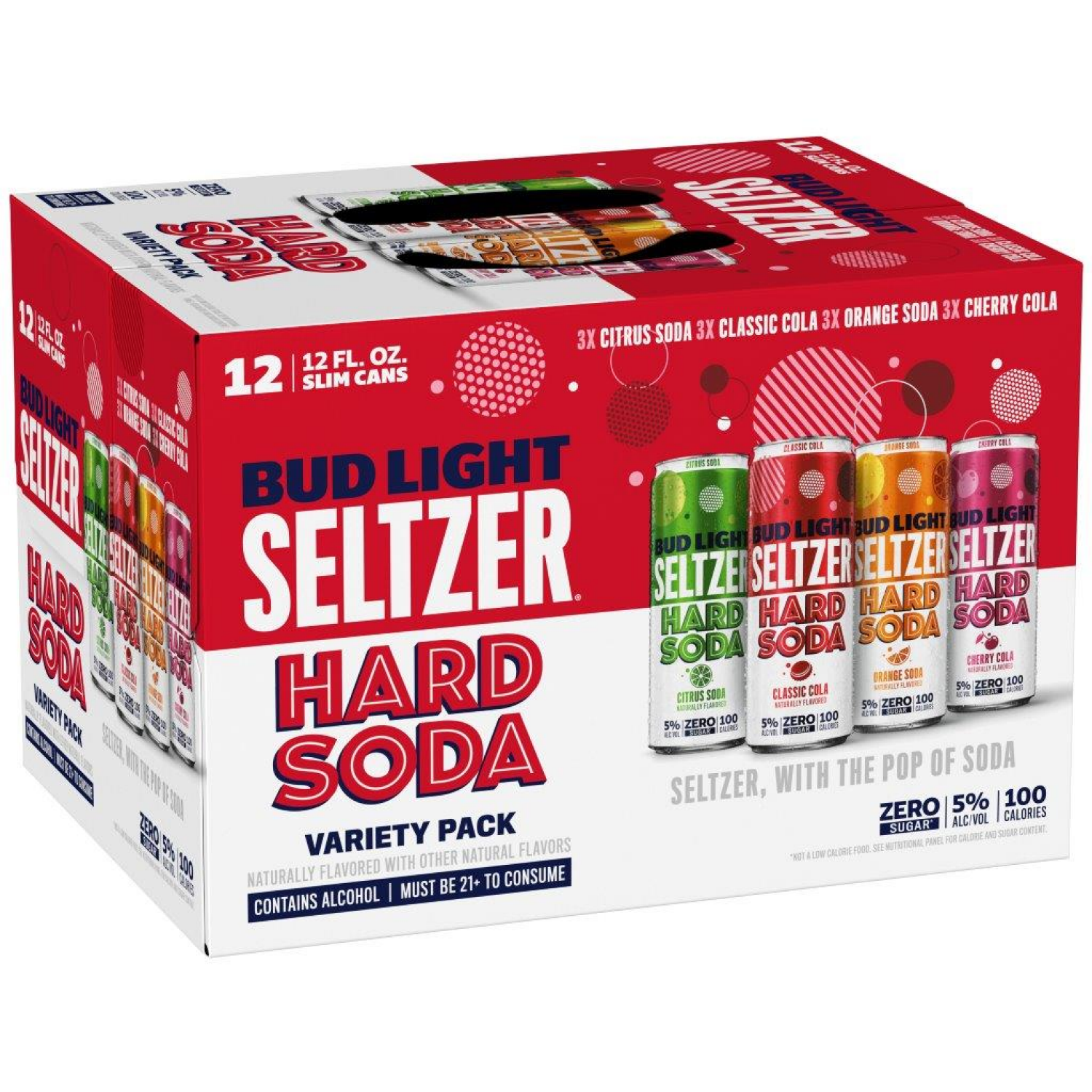 slide 2 of 3, Bud Light Seltzer Hard Soda Variety Pack 12x12 oz Can Sleek Pack CARRIER, 12 ct; 12 oz