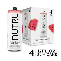 Nutrl Real Juice Watermelon Vodka Seltzer 4 - 12 fl oz Cans