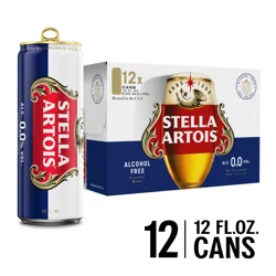 Stella Artois 0.0 Alcohol Free Brew, Non-alcoholic Beer 12 Pack 12 fl oz Cans