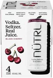 Nutrl Real Juice Black Cherry Vodka Seltzer 4 - 12 fl oz Cans