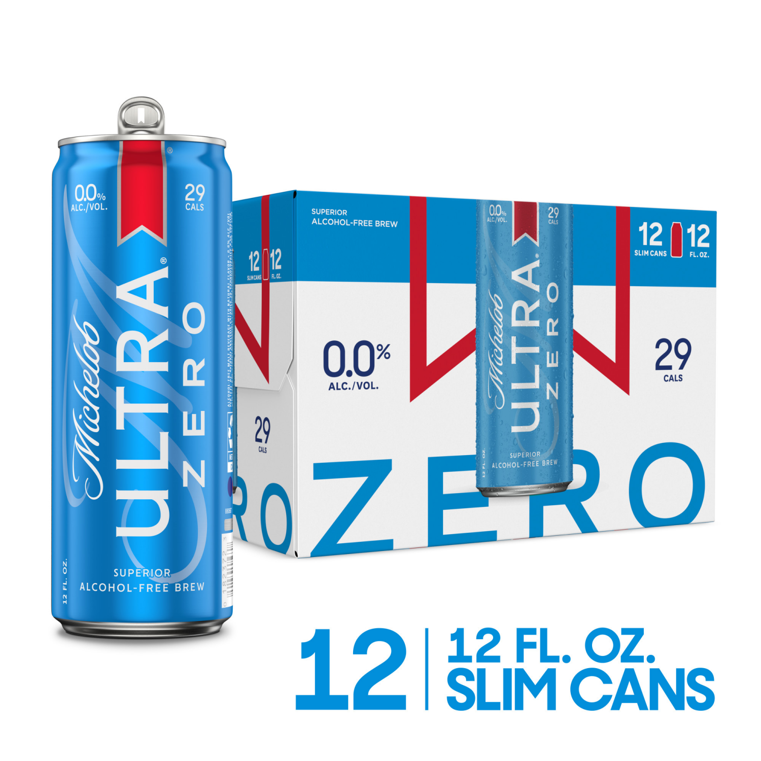 slide 1 of 4, Michelob Ultra Zero 12 pk 12 oz Cans, 12 ct; 12 oz