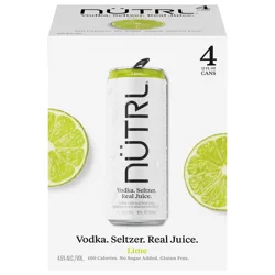 Nutrl Lime Vodka Seltzer 4 Pack 12 fl oz Cans