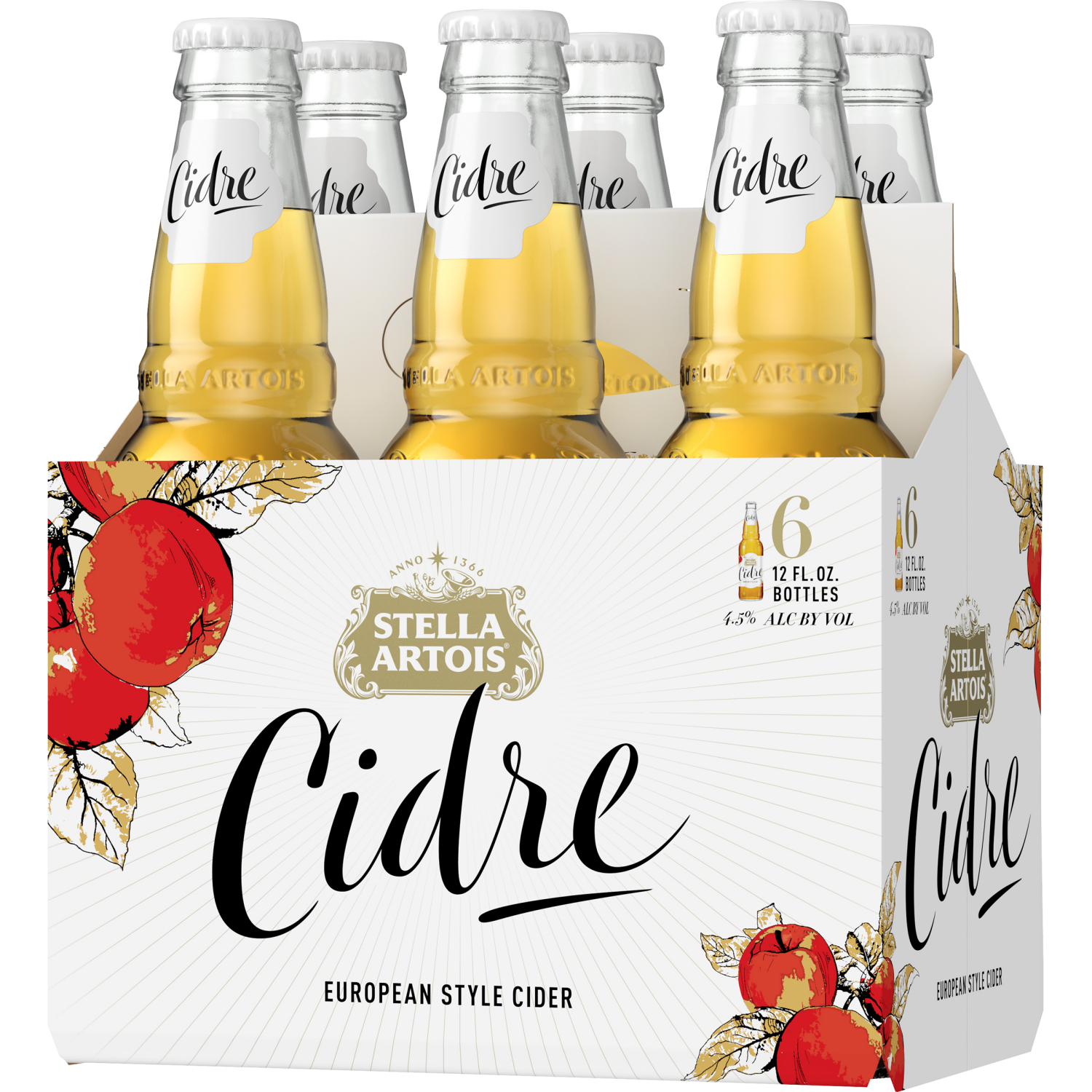 slide 2 of 3, Stella Artois Cidre, European Style Hard Cider, 6 Pack, 12 FL OZ Bottles, 4.5% ABV, 6 ct; 12 oz
