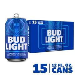 Bud Light Beer, 15 Pack Beer, 12 FL OZ Cans, 4.2% ABV