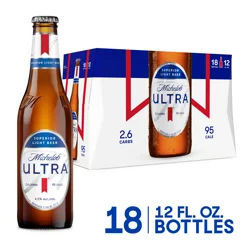Michelob ULTRA Light Beer, 18 Pack Beer, 12 FL OZ Bottles, 4.2% ABV