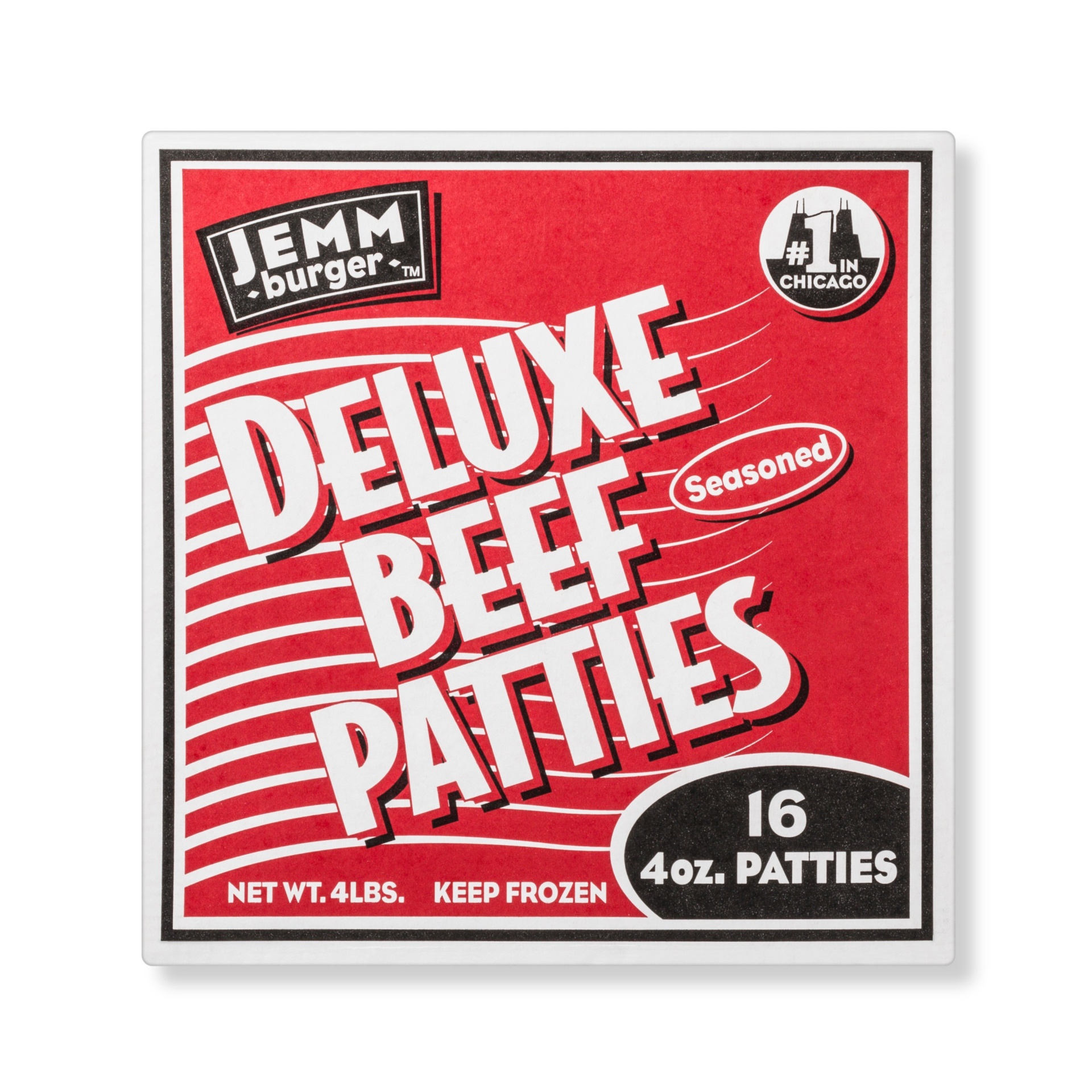 slide 1 of 1, Jemm Burger Deluxe Beef Patties, 16 ct; 4 lb