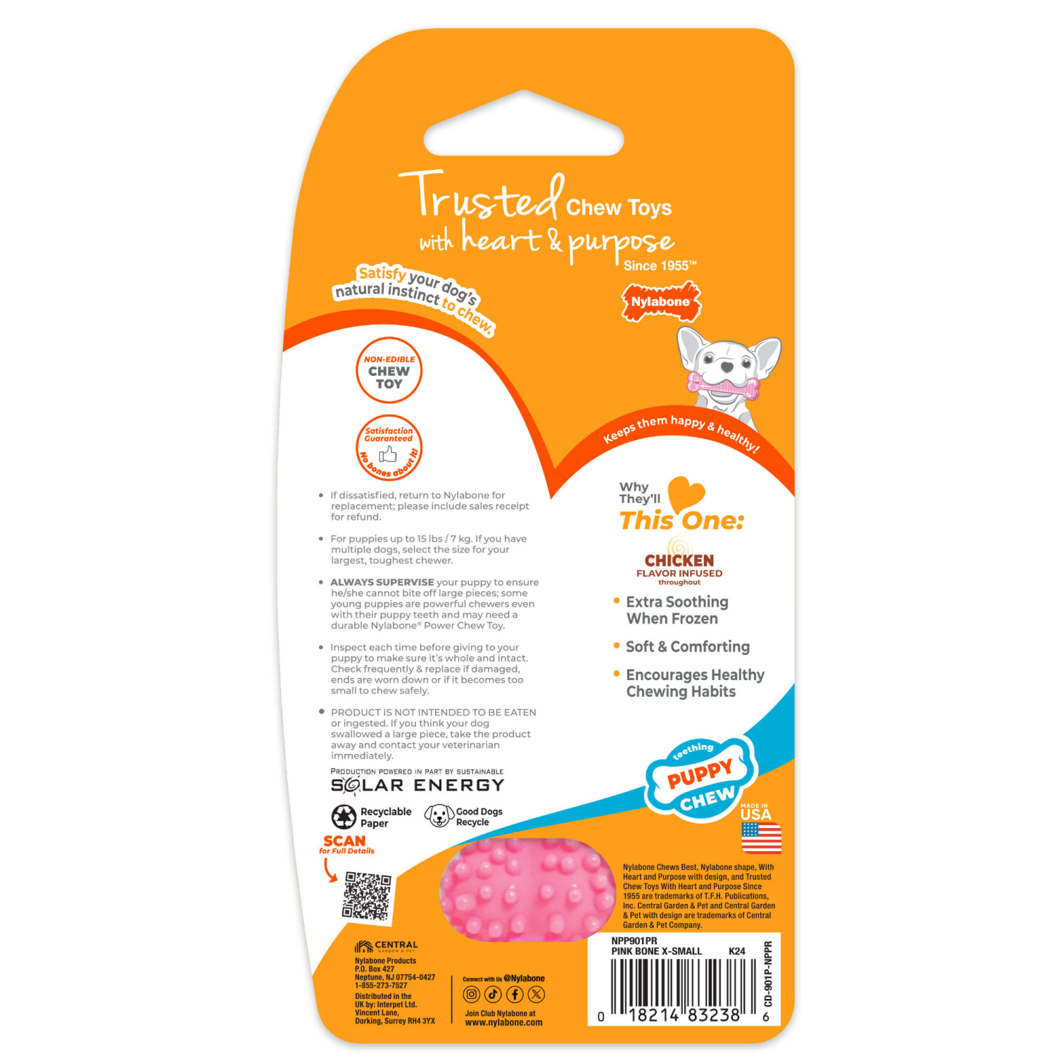 slide 2 of 2, Nylabone Puppy Teething & Soothing Flexible Chew Toy Chicken Pink X-Small/Petite - Up to 15 lbs.(1 Count), 1 ct