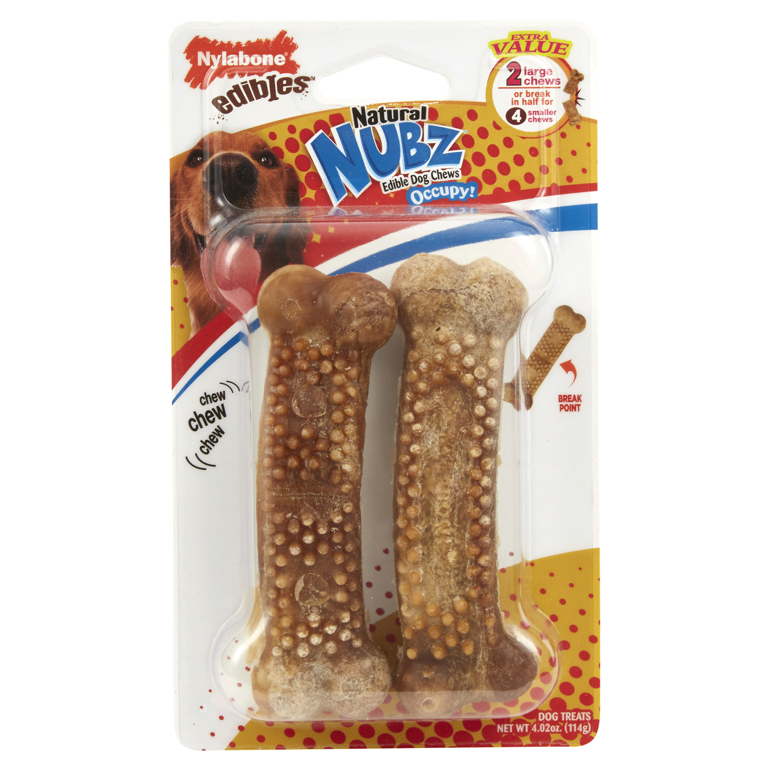 slide 1 of 2, Nylabone Natural Nubz Edible with Real Chicken Dog Treats 2 ea, 2 ct