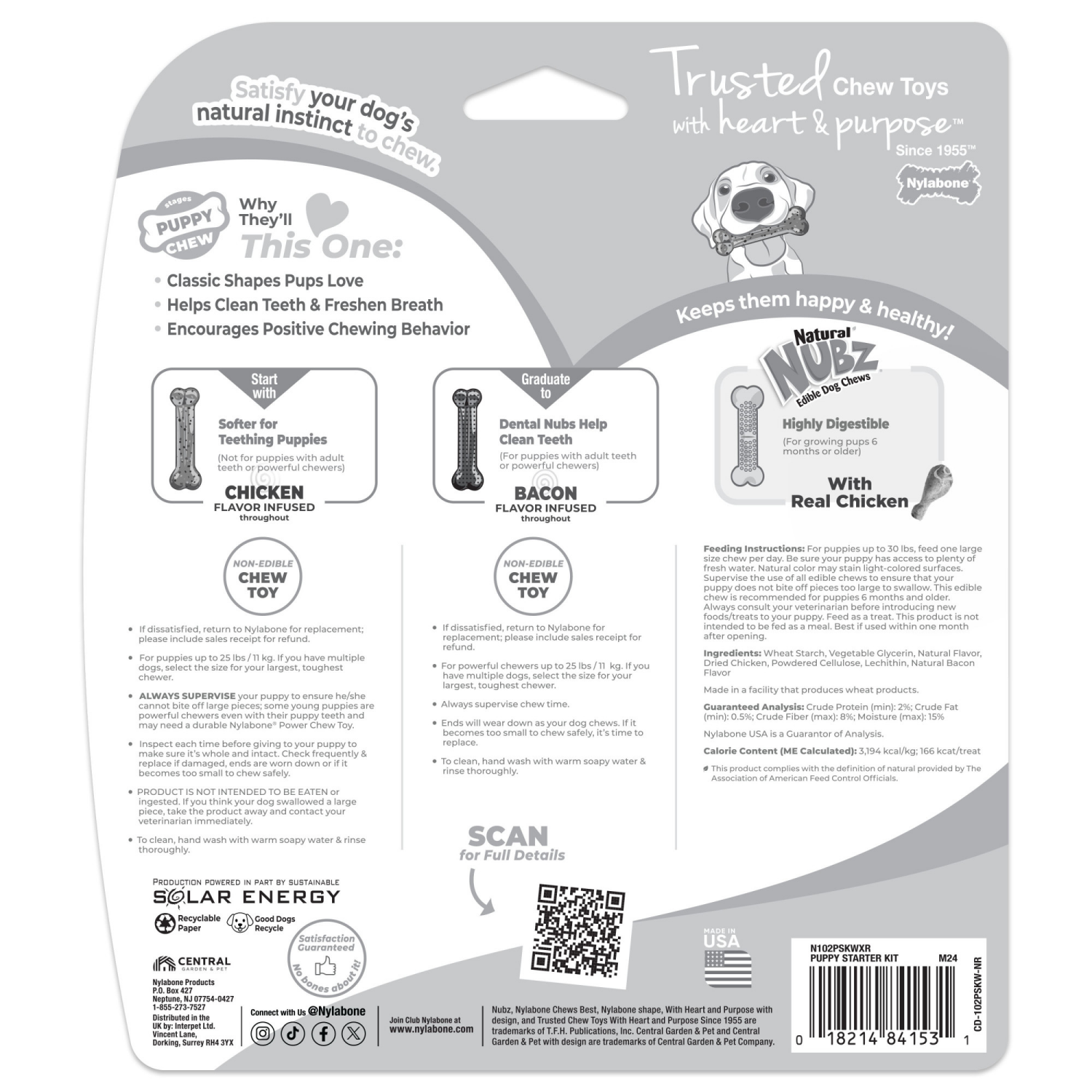 slide 2 of 4, Nylabone Puppy Starter Kit Dog Chew Toys & Treat Variety Small/Regular - Up to 25 Ibs.(1 Count), 3 ct