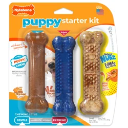 Nylabone Puppy Starter Kit Dog Chew Toys & Treat Variety Small/Regular - Up to 25 Ibs.(1 Count)