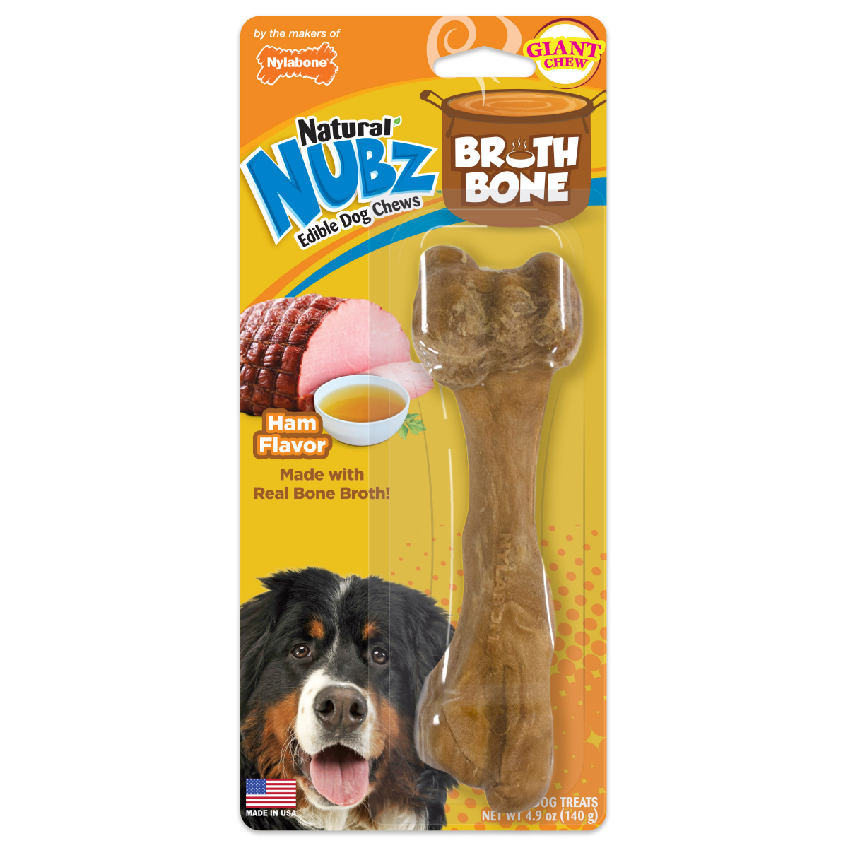 slide 1 of 9, Nylabone Toy Nubz Bone Broth Giant, 4.9 oz