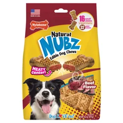 Nylabone Nubz Meaty Center Natural Long Lasting Edible Dog Chews Beef Small - Up to 30 lbs.(16 Count)