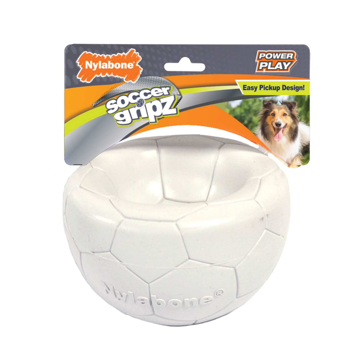 slide 1 of 3, Nylabone Power Play Gripz Dog Soccer Ball Medium/Wolf, 1 ct