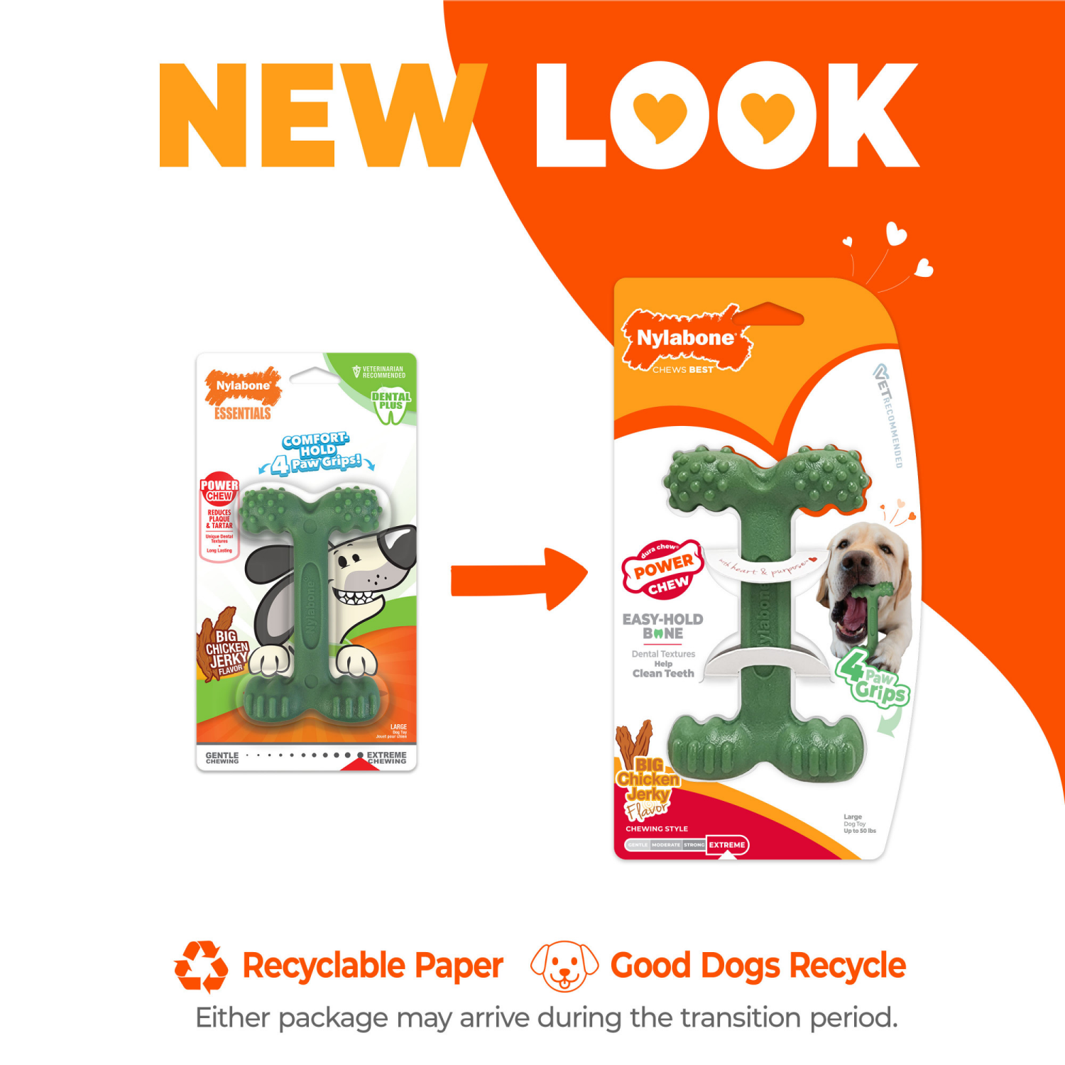 slide 5 of 7, Nylabone Green Easy Hold Bone Lg, LG