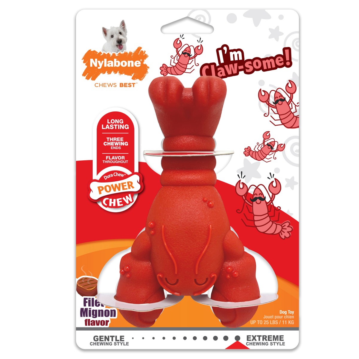 slide 1 of 13, Nylabone Power Chew Lobster Dog Toy, 1 ct