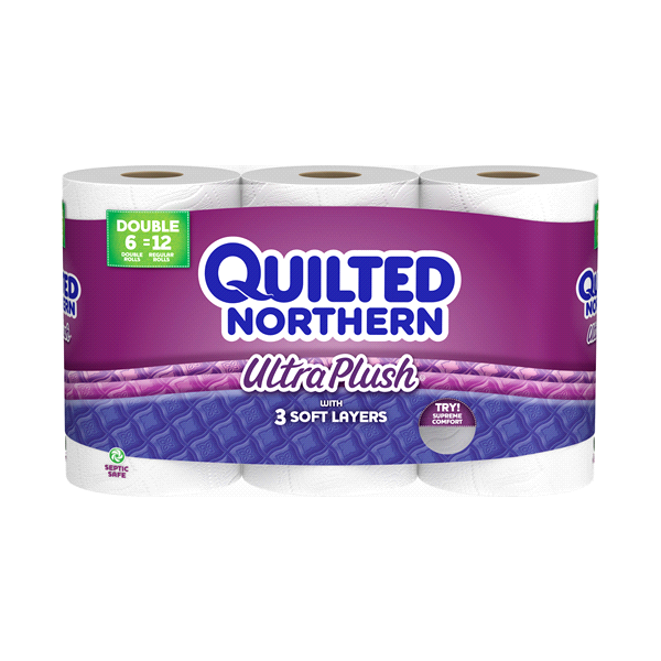 slide 1 of 1, Quilted Northern Ultra Plush Bathroom Tissue, Unscented, Double Rolls, 3-Ply, 6 ct