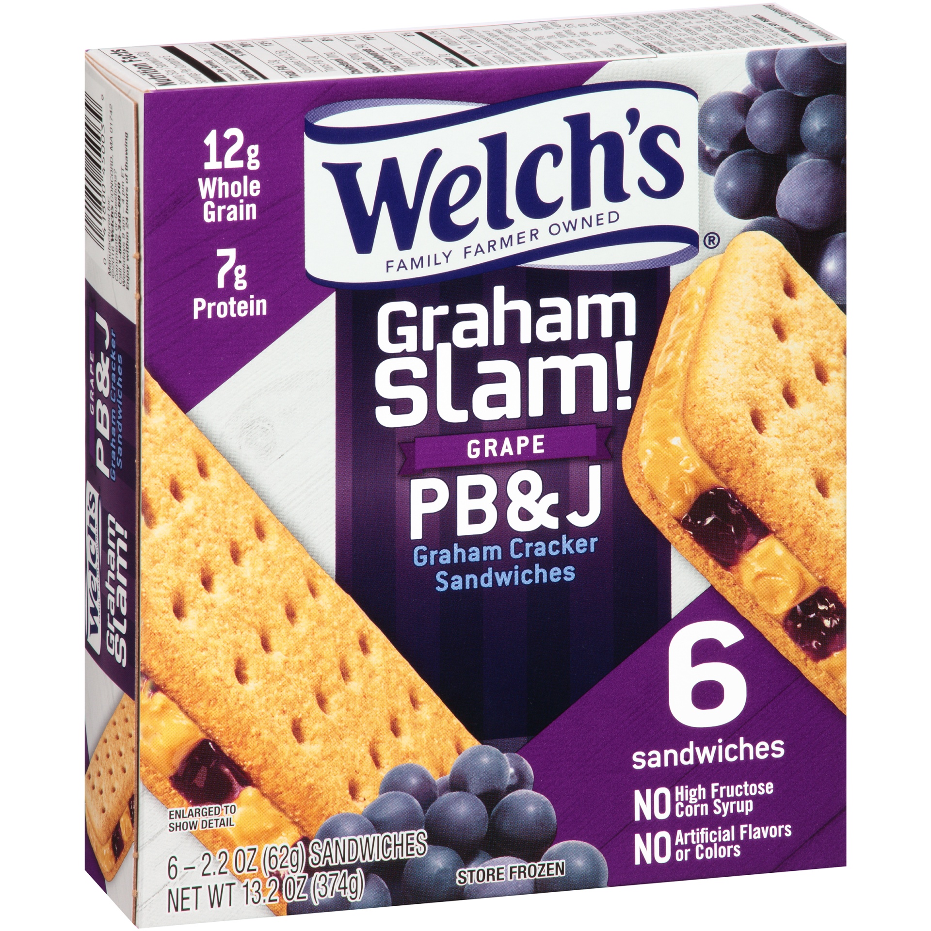 slide 1 of 1, Welch's Graham Slam! Grape Pb&J Graham Cracker Sandwiches, 6 ct; 2.2 oz