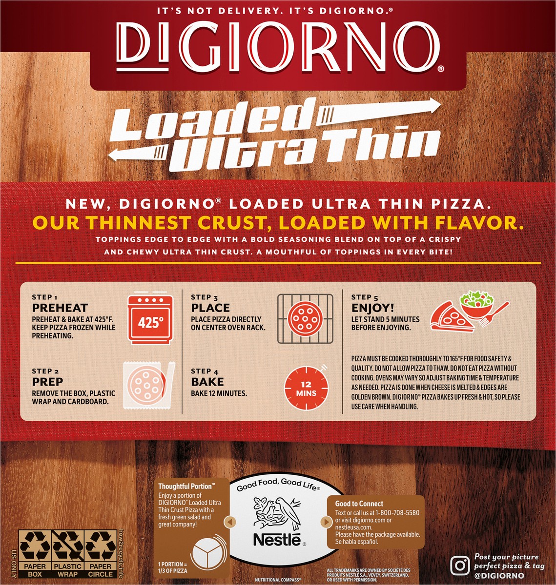 slide 3 of 9, DiGiorno Loaded Ultra Thin Crust Carnivore Pizza (Frozen), 15 oz