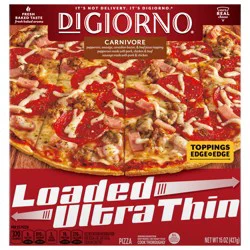 DiGiorno Loaded Ultra Thin Crust Carnivore Pizza, Frozen Pepperoni Pizza