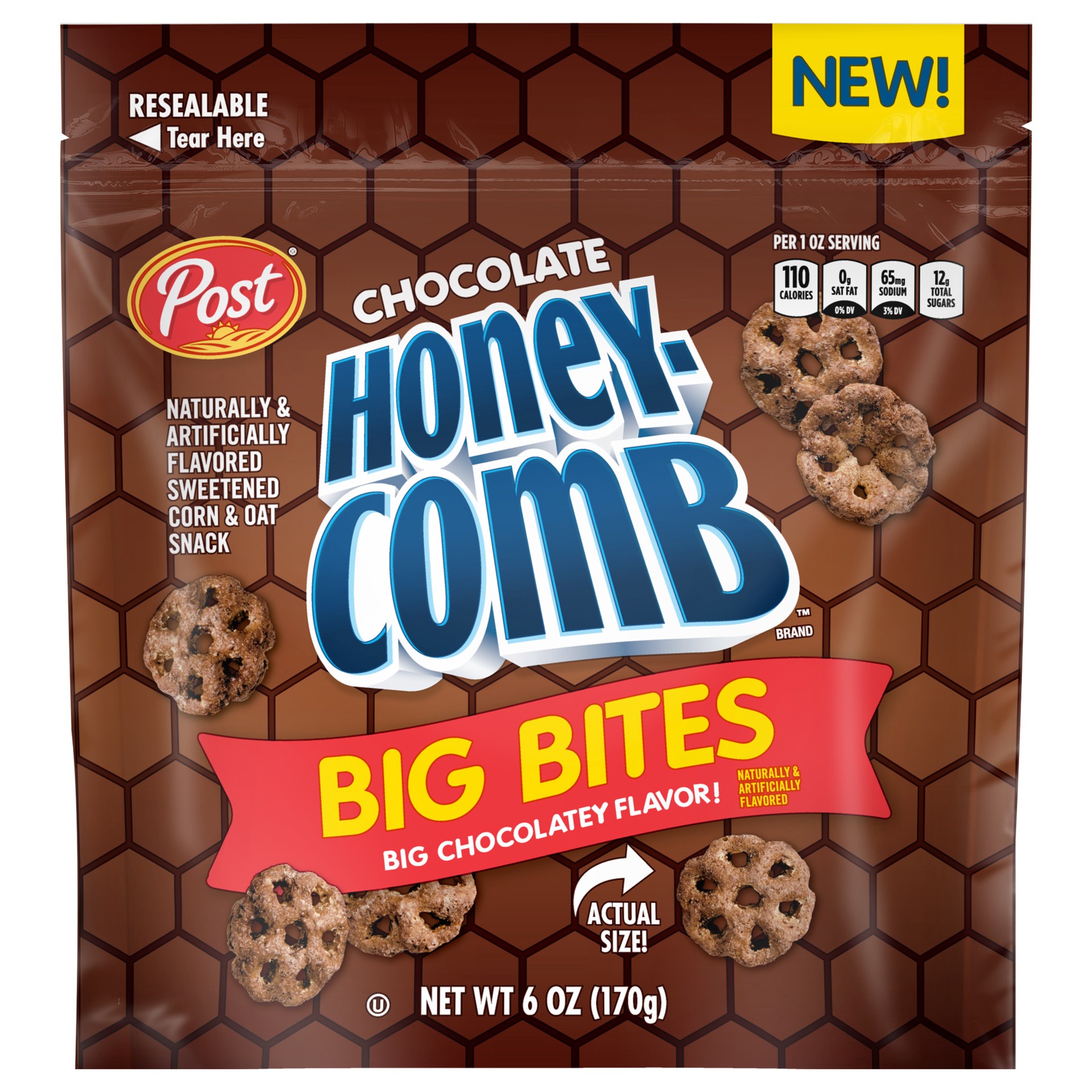 slide 1 of 2, Post Chocolate Honey Comb Big Bites Snacks, 6 oz