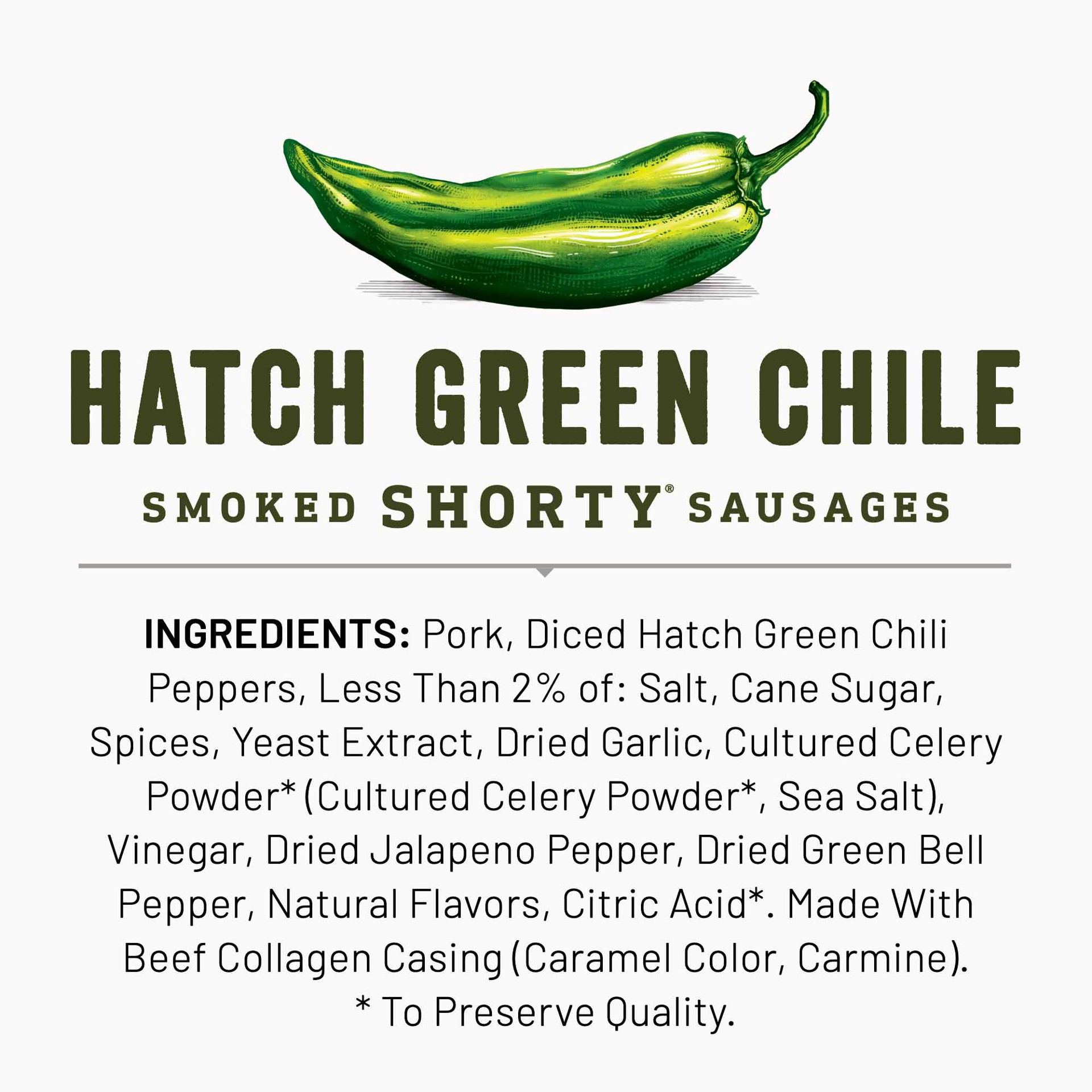 slide 2 of 5, Duke's Hatch Green Chile Smoked Shorty Sausages, 5 oz., 5 oz