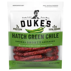 Duke's Pork Hatch Green Chile Smoked Shorty Sausages, 7g Protein Per Serving, 5 oz.