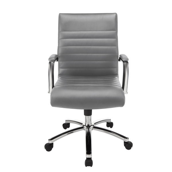 slide 7 of 10, Realspace® Modern Comfort Winsley Bonded Leather Mid-Back Manager Office Chair, Gray/Chrome, BIFMA Compliant, 1 ct