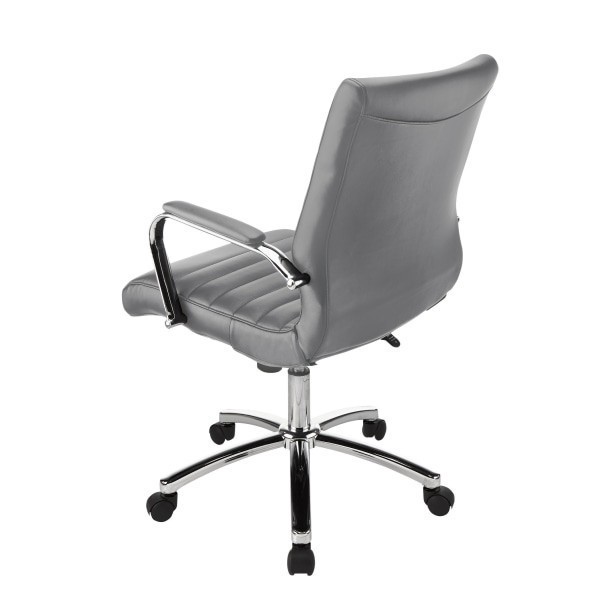 slide 4 of 10, Realspace® Modern Comfort Winsley Bonded Leather Mid-Back Manager Office Chair, Gray/Chrome, BIFMA Compliant, 1 ct