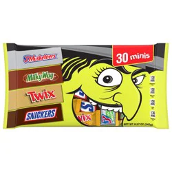 Mars Snickers, Twix, Milky Way & 3 Musketeers Minis Halloween Candy - 30 Ct, 8.57 Oz Bag