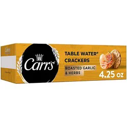 Carrs Table Water Crackers Roasted Garlic And Herbs Baked Snack Crackers - 4.5 Oz