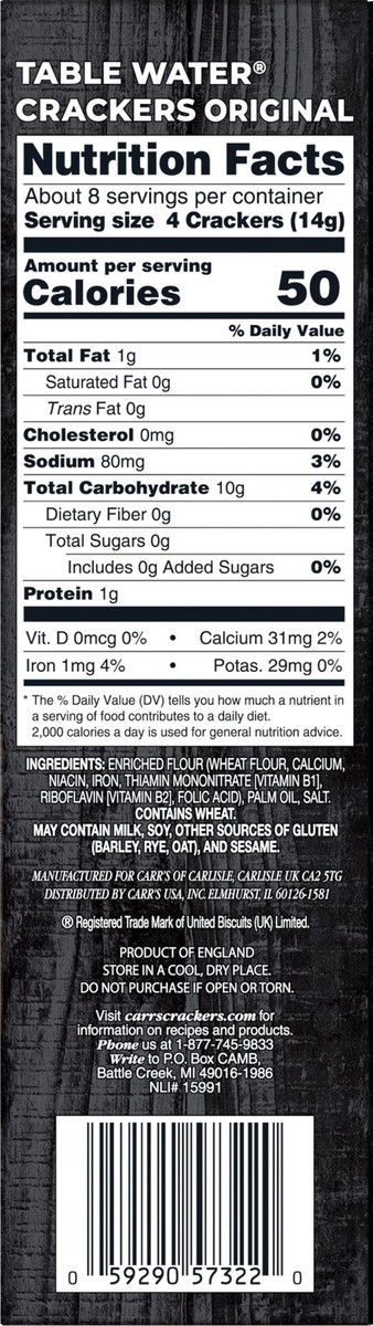 slide 9 of 11, Carrs Table Water Crackers Original Baked Snack Crackers - 4.25 Oz, 4.25 oz