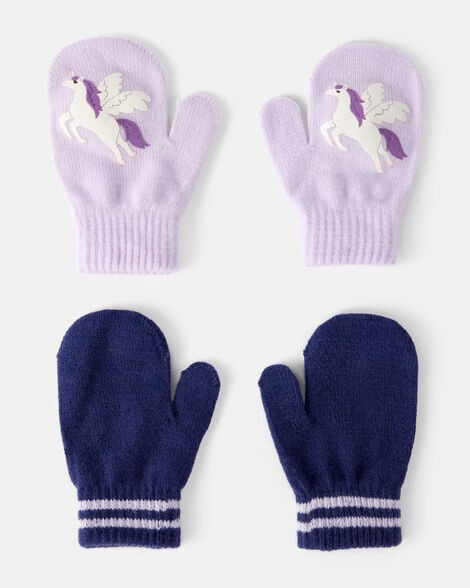 slide 1 of 1, Carter's Toddler Girl 2-Pack Unicorn Mittens - Lavender/Navy Lavender/Navy 2T4T, 1 ct
