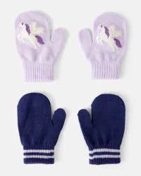 Carter's Toddler Girl 2-Pack Unicorn Mittens - Lavender/Navy Lavender/Navy 2T4T