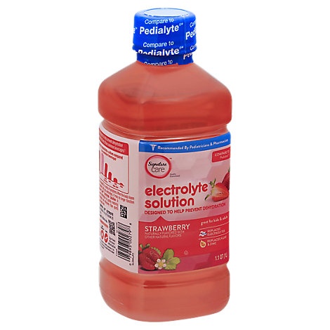 slide 1 of 1, Signature Care Electrolyte Solution For Kids & Adults Strawberry, 1 liter